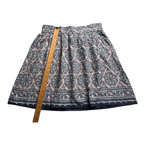 Loft Women's Geometric Printed Elastic Linen Rayon Waist Skirt Size Small - Picture 6 of 11